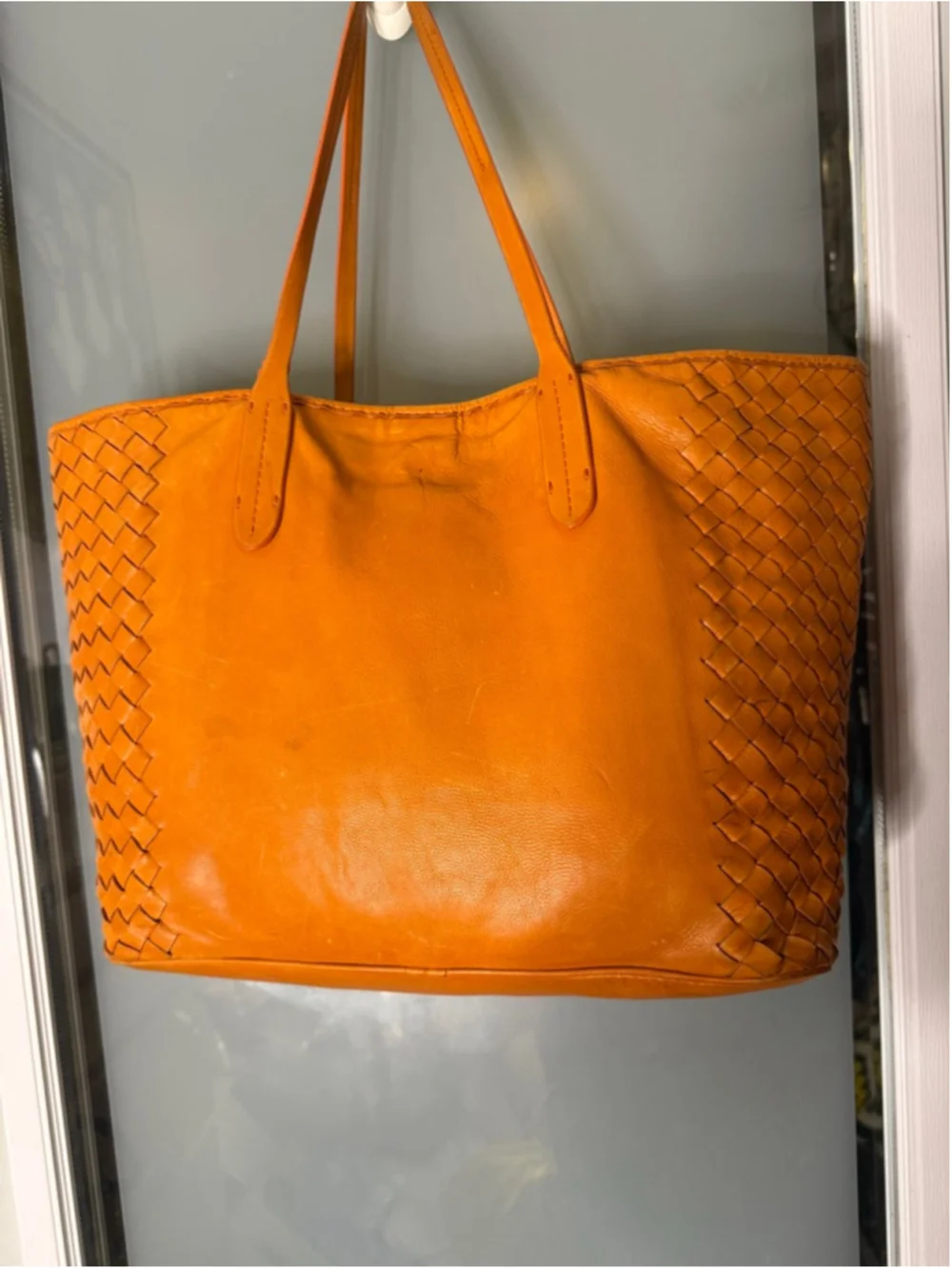 Cole Haan Orange Woven Leather Tote Bag